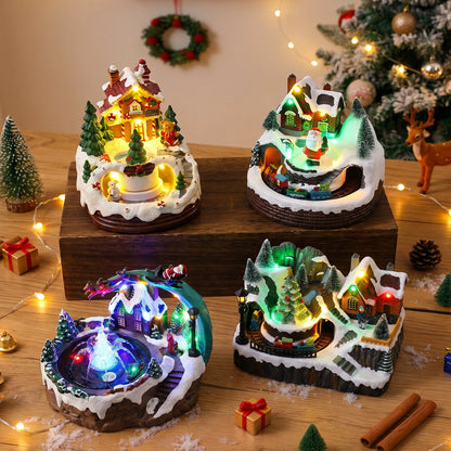 Beleuchtete Weihnachtsdorf-Dekoration mit beweglichen Figuren Brehn