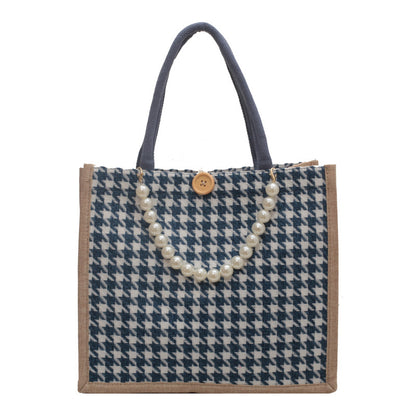 Hahnentritt-Muster Tote-Bag