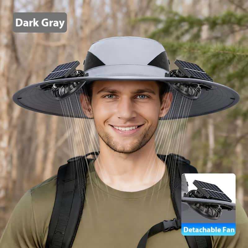 UV-Schutz-Sonnenhut mit abnehmbaren Gesicht- und Nacken-Schutz, integriertem Solarfan und atmungsaktivem Mesh Brehn
