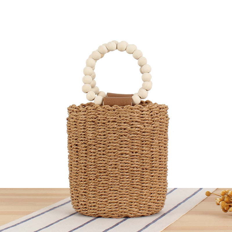 Trendige Handtasche mit Holzperlen-Handle Brehn