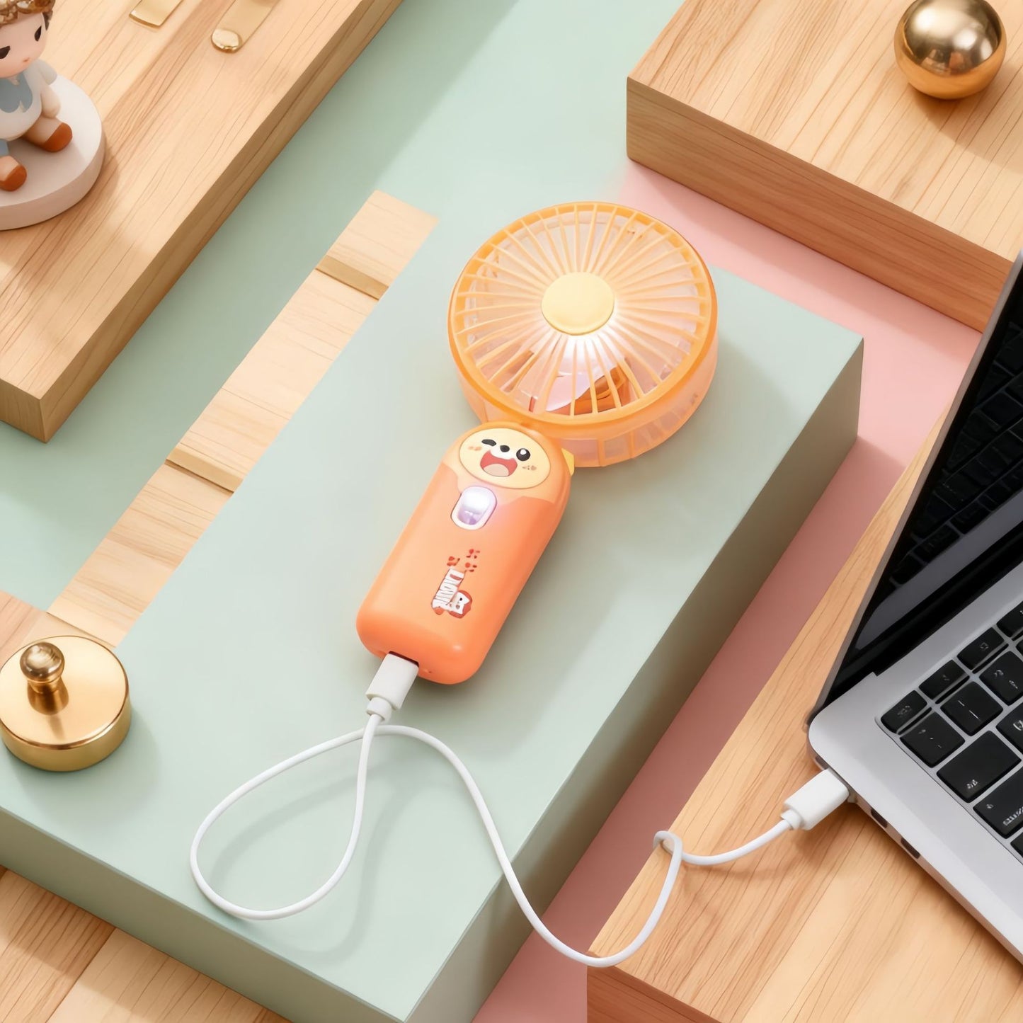 Damen Tragbarer Handventilator mit niedlichem Tierdesign und USB-Ladefunktion Brehn
