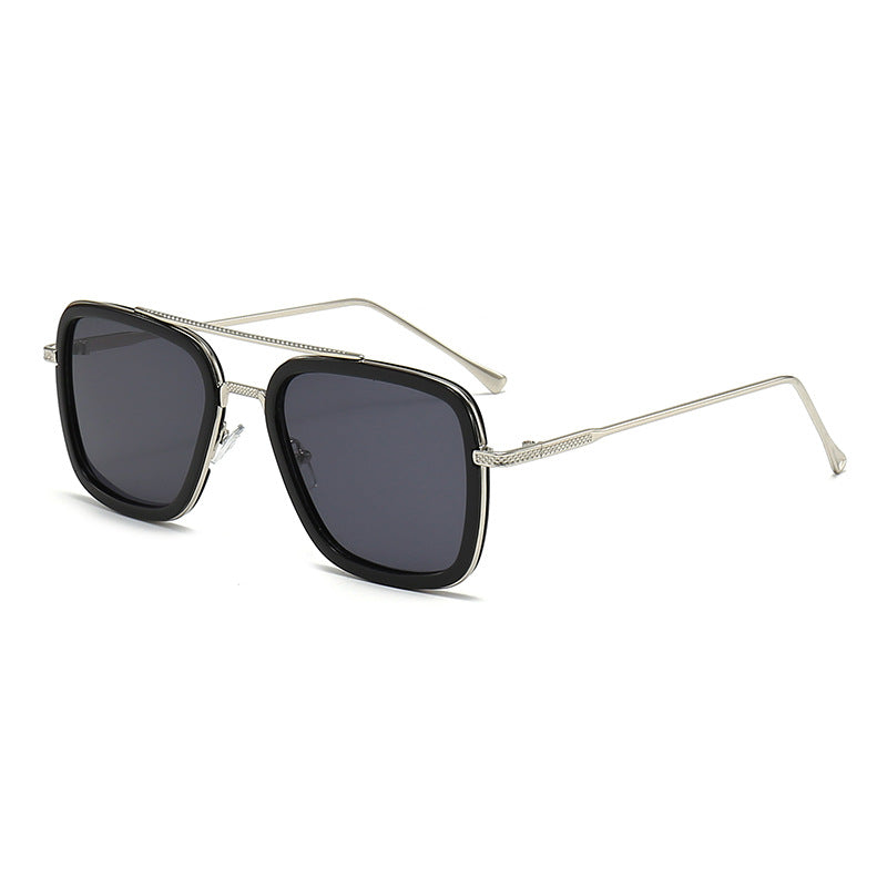Damen modische quadratische Sonnenbrille mit glamourösem Metallrahmen Brehn