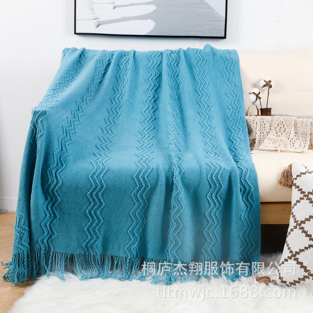 Damen Gemütliche Strickdecke mit modernem Zickzack-Muster Brehn