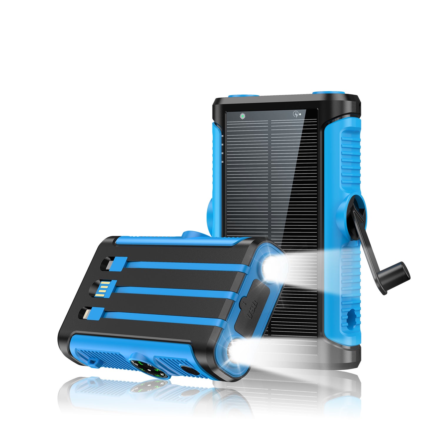 Tragbare Solarbatterie mit Integriertem Handkurbel-Ladegerät Brehn