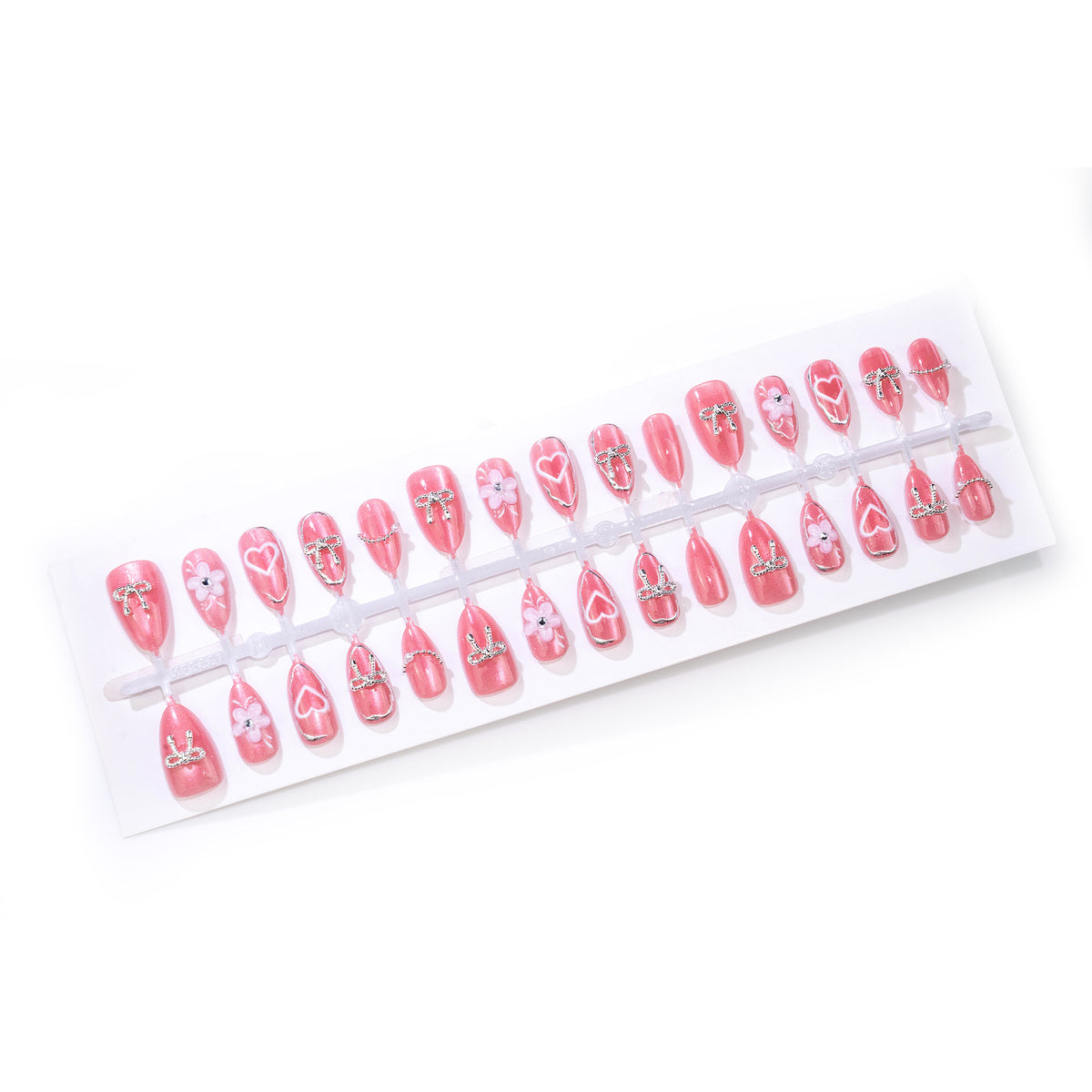 Dekoratives Press-On Nagelkunstset mit einzigartigen Herz- und Blumendesigns Brehn
