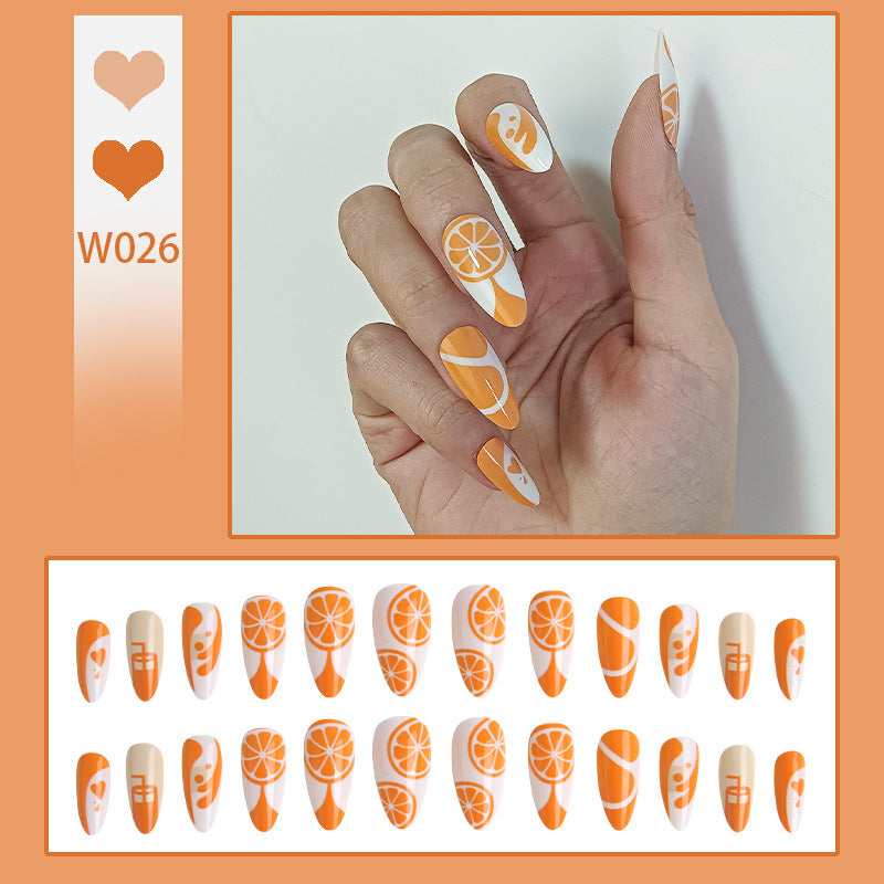 Kunstnagel-Set mit fruchtigem Orange-Design Brehn