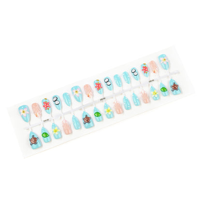 Künstlerisches, von Sommer inspiriertes Press-On Nagelkunst Set Brehn