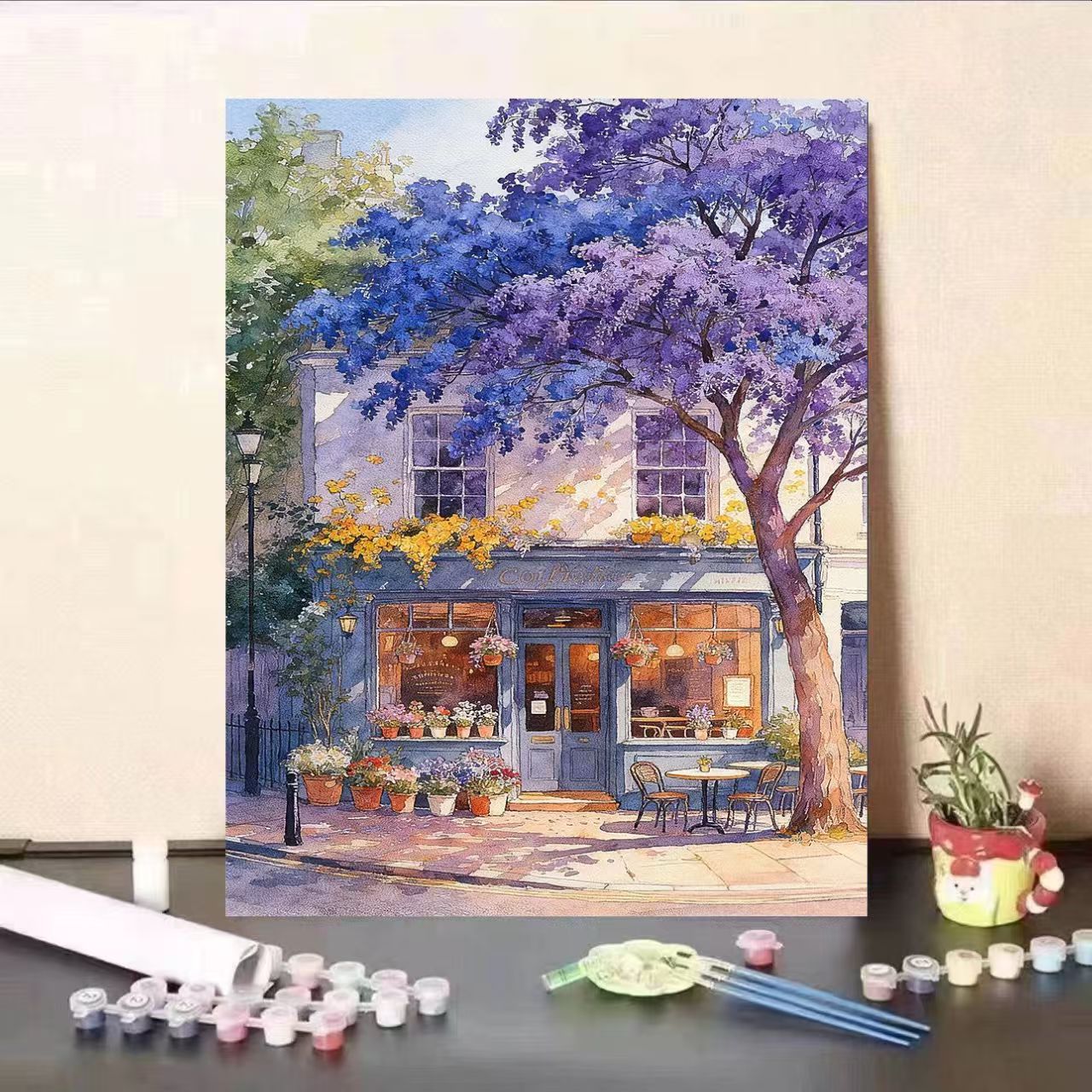 DIY Café-Szene Malen nach Zahlen Set Brehn