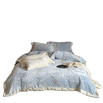 Flauschiges Samtvelours-Bettbezug-Set mit soften Plüschfasern und Hotelverschluss Brehn