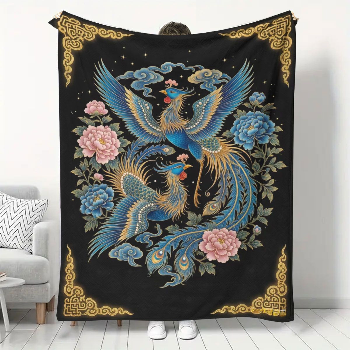 Künstlerischer Phoenix-Druck Fleece-Decke