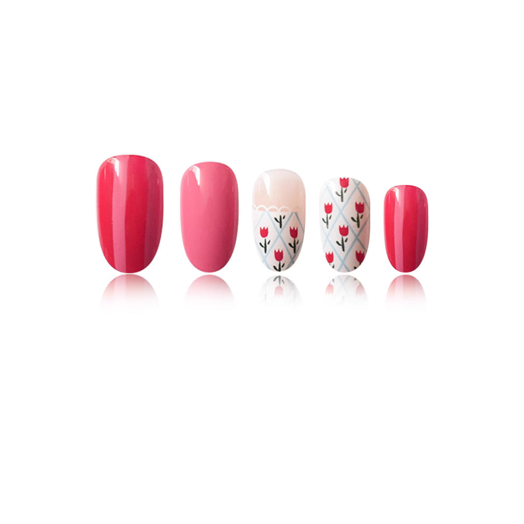 Künstlerisches Floral gemustertes Press-On Nail Art Set Brehn