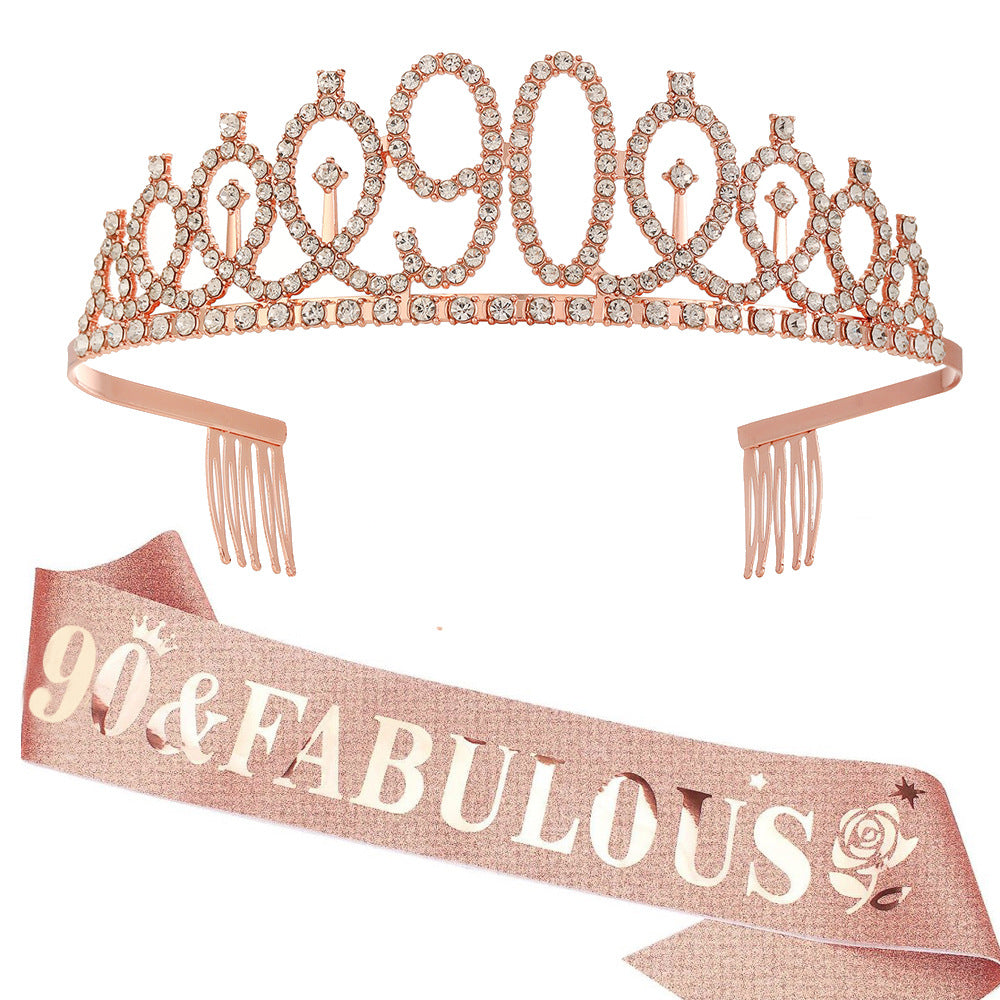 Damen Glitzernde Geburtstagstiaraset mit Sash Brehn