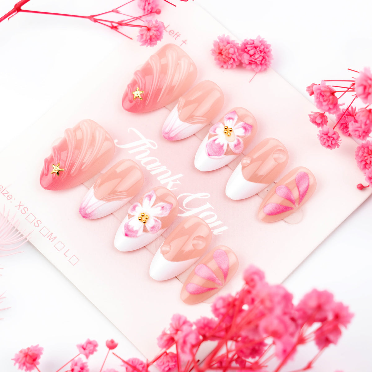 Kunstnagelset mit floralen und eleganten Akzenten Brehn