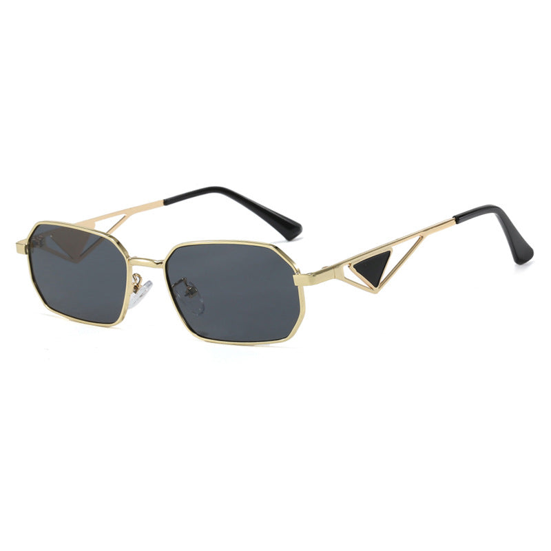 Damen geometrische Luxus-Sonnenbrille mit schmalem Hochglanz-Rahmen Brehn