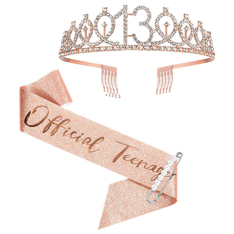 Damen Glitzernde Tiara mit personalisiertem 80. Geburtstagsschriftzug Brehn