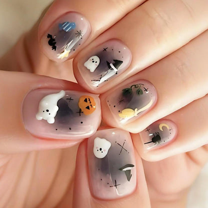 Kunstnagelset mit Halloween-Motiven und kreativen Designs Brehn