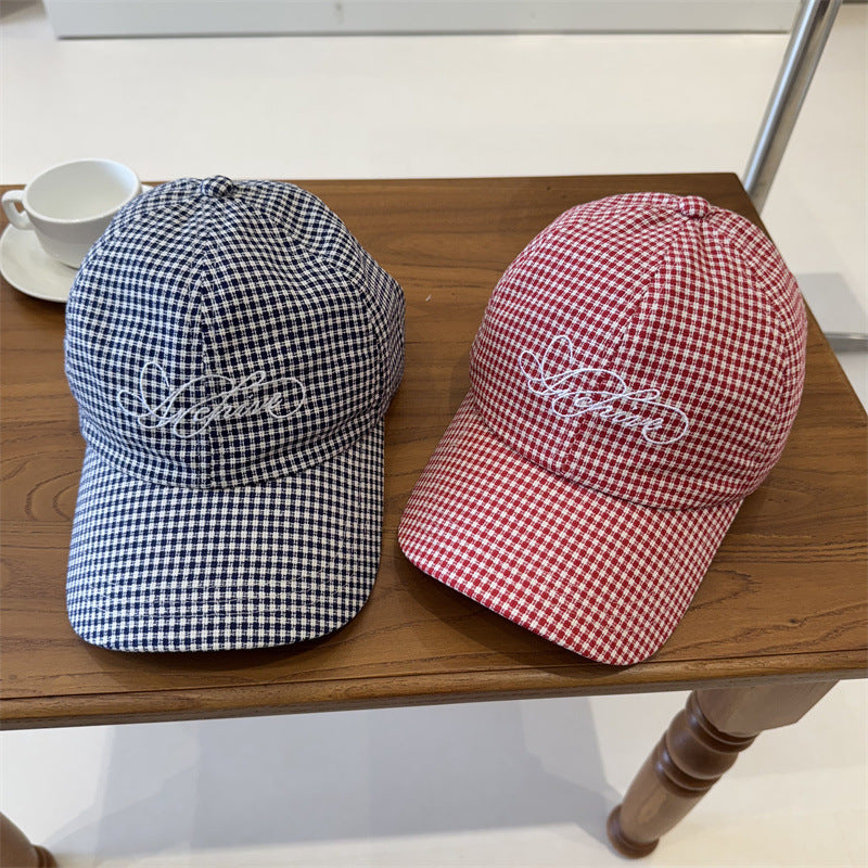 Frauen Gingham Kariert Baseballmütze Brehn