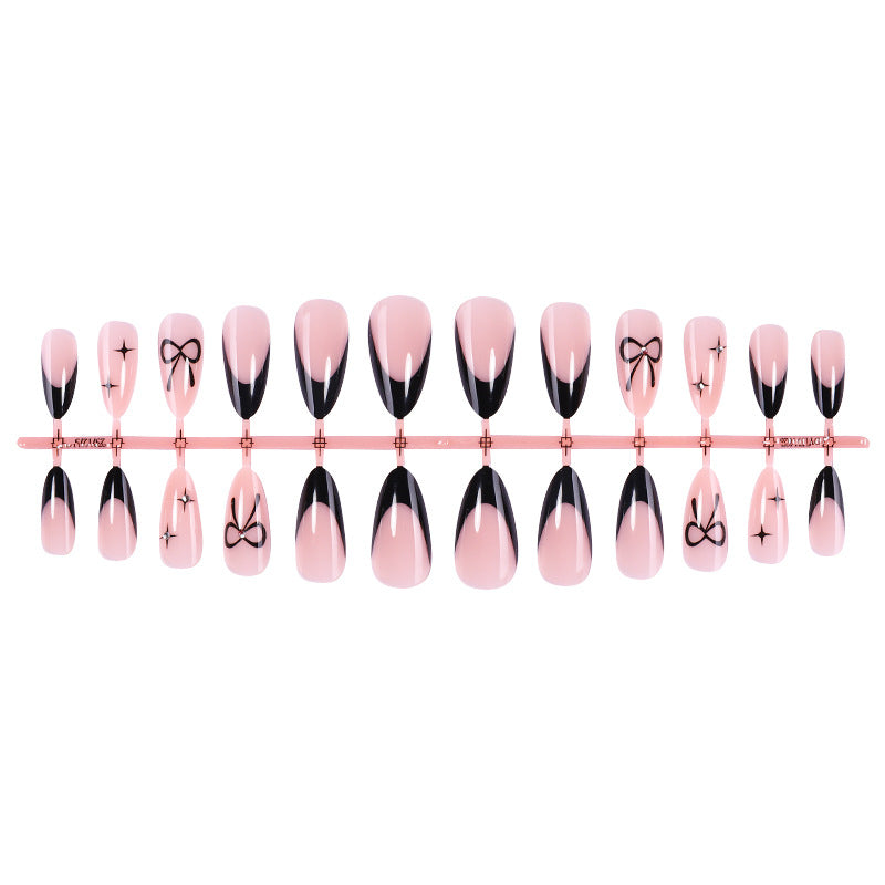Elegantes Press-On-Nagel-Set mit künstlerischen Schleifen-Designs Brehn