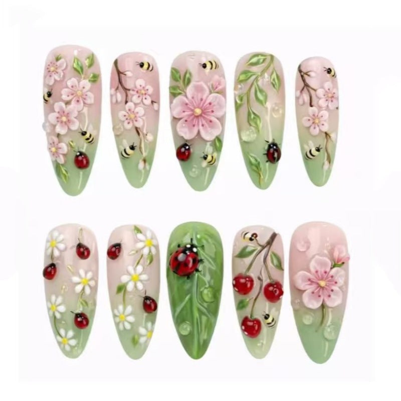 Botanisches Theme Press-On Nagelset Brehn