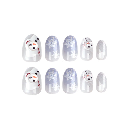 Kunstvolle Winter-Nagelverlängerungen mit Schneemann-Design Brehn