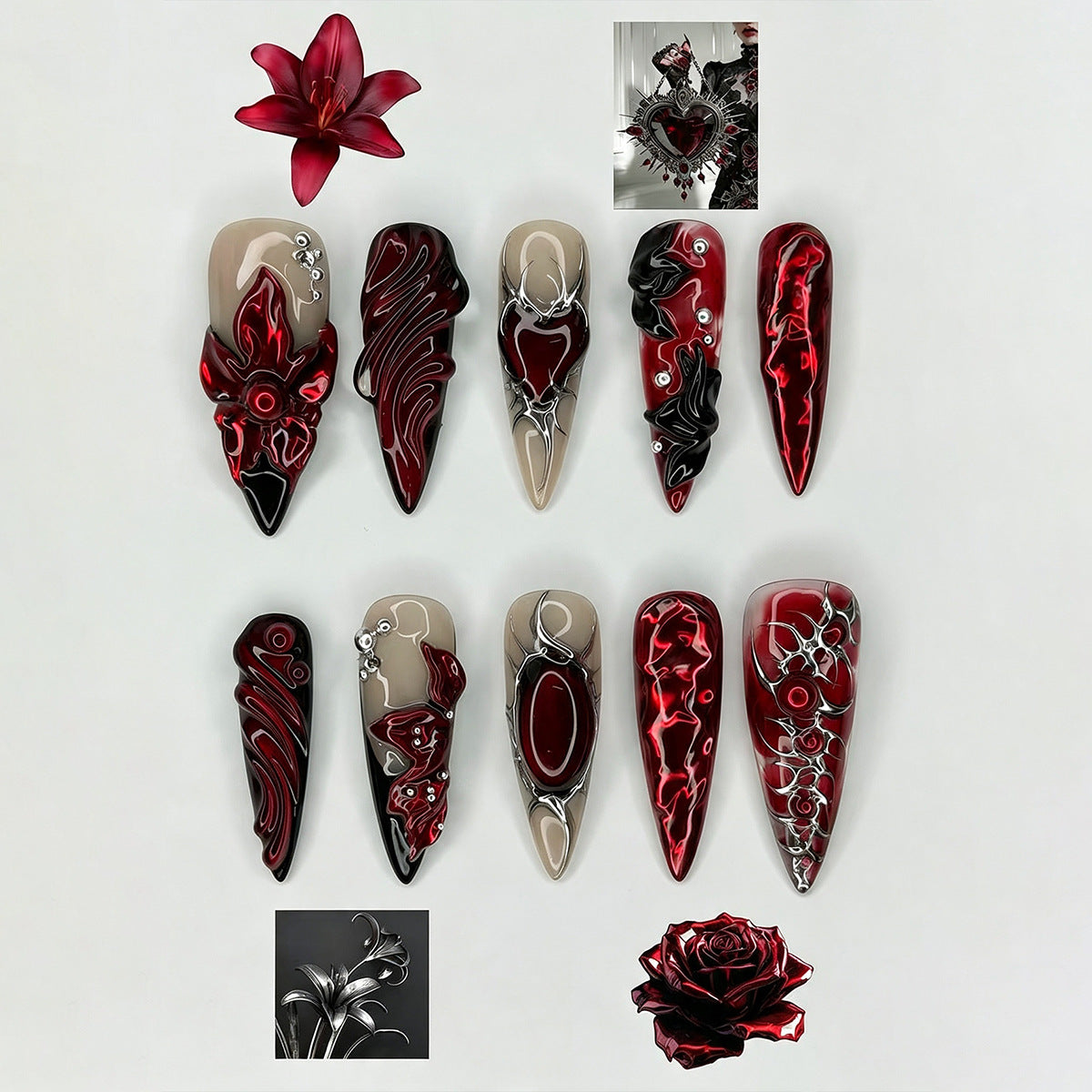 Kunstnagelset mit kunstvollen Designs Brehn