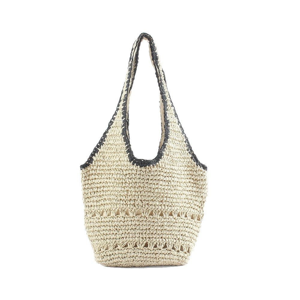 Strandschultertasche Aus Handgewebtem Bast mit Eleganter Spitze Brehn