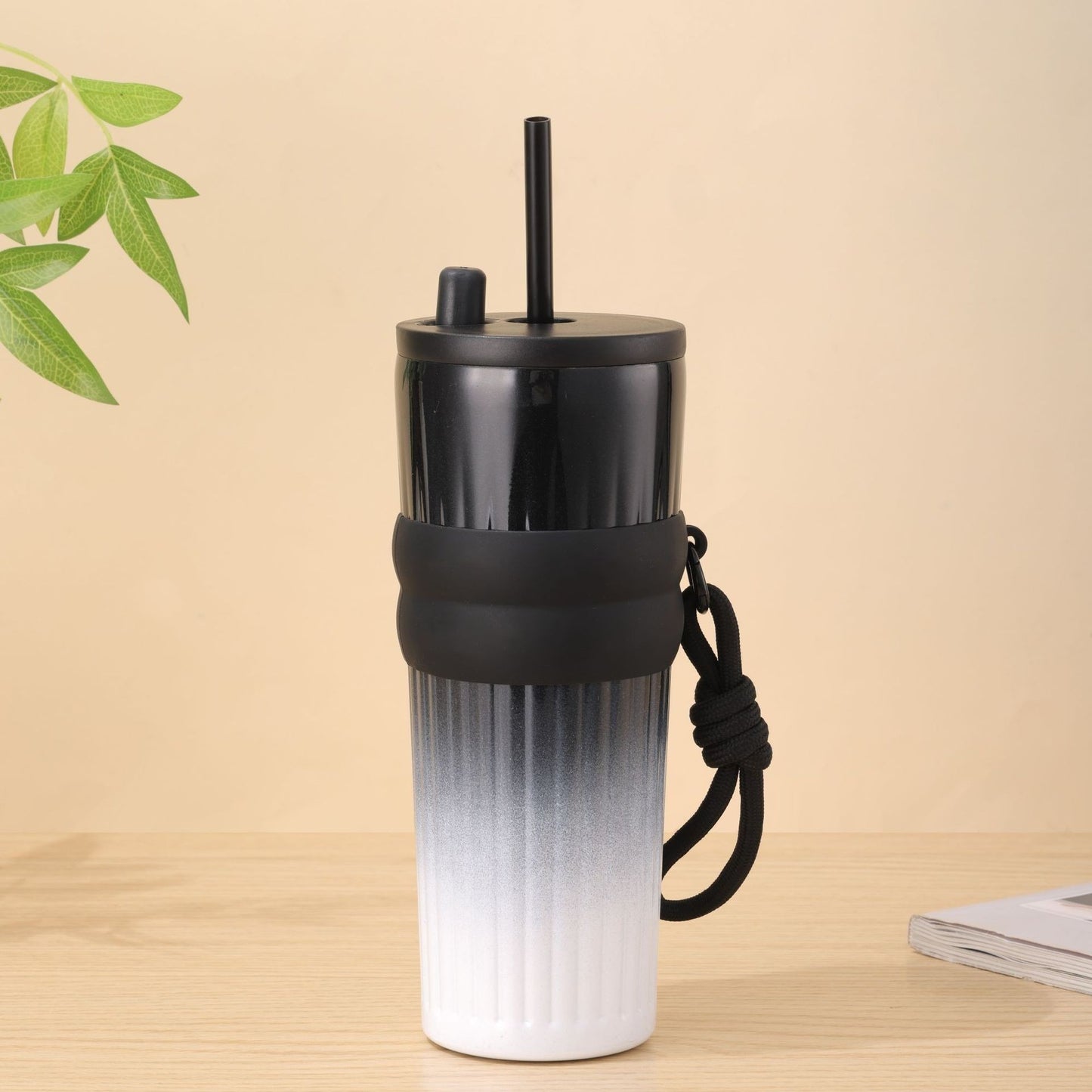 Damen multifunktionale Isoliertrinkflasche mit integriertem Strohhalm und praktischem Tragegriff Brehn