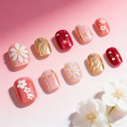Florale dekorative Press-on Nagelkunst Brehn
