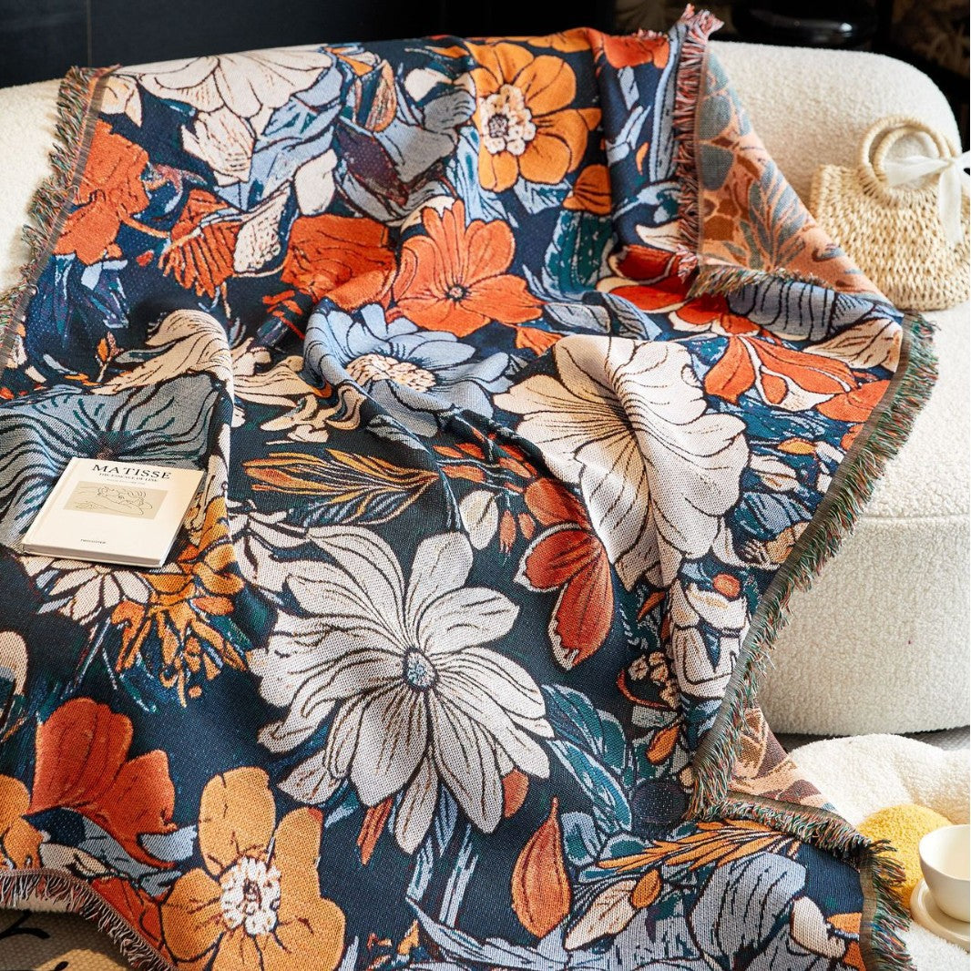 Elegante florale gewebte Wurfdecke