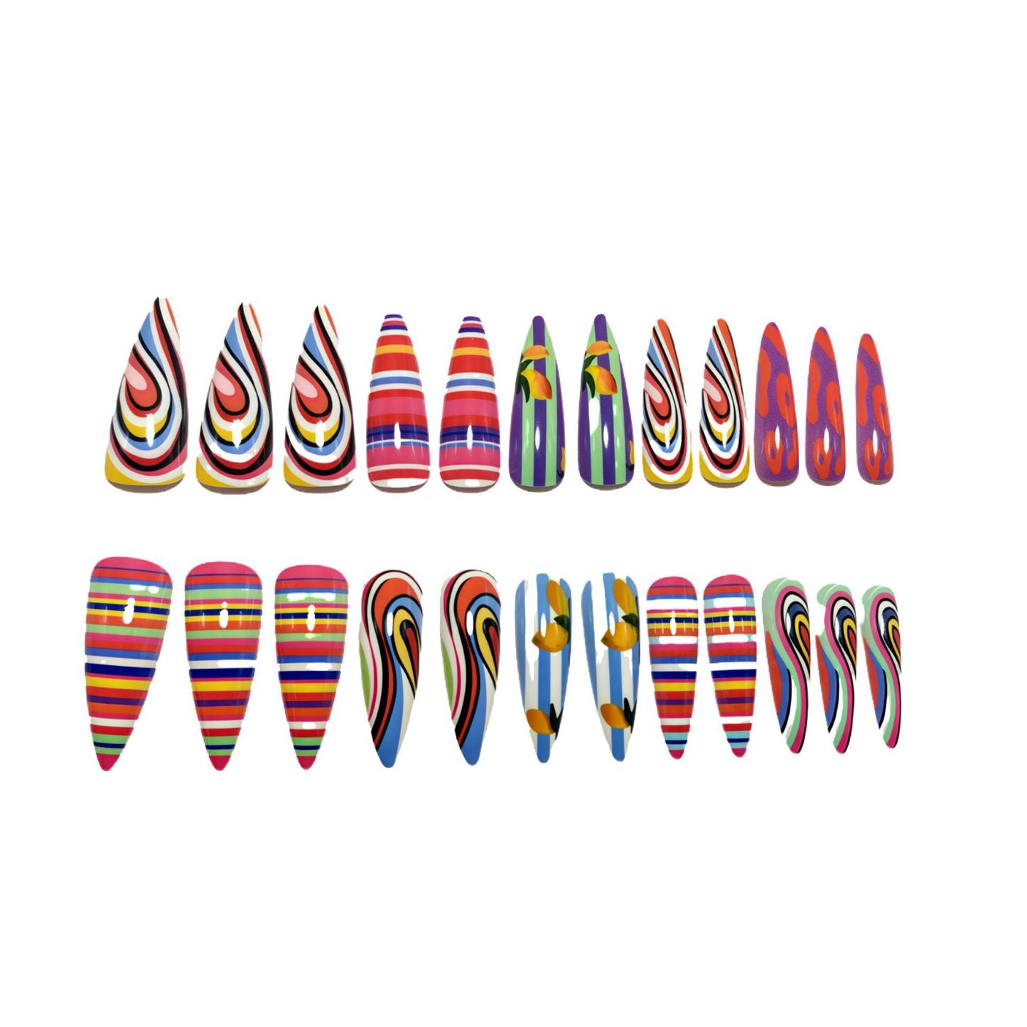 Kreative Kunstnägel mit multicolor Design Brehn