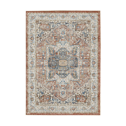 Vintage Distressed Persian-Style Machine-Woven Low-Pile Area Rug