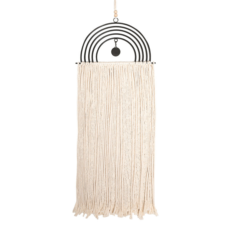 Boho-Makramee-Wandbehang mit Halbkreis-Metallrahmen und langen Fransen Brehn