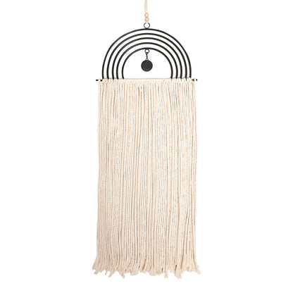 Boho-Makramee-Wandbehang mit Halbkreis-Metallrahmen und langen Fransen Brehn