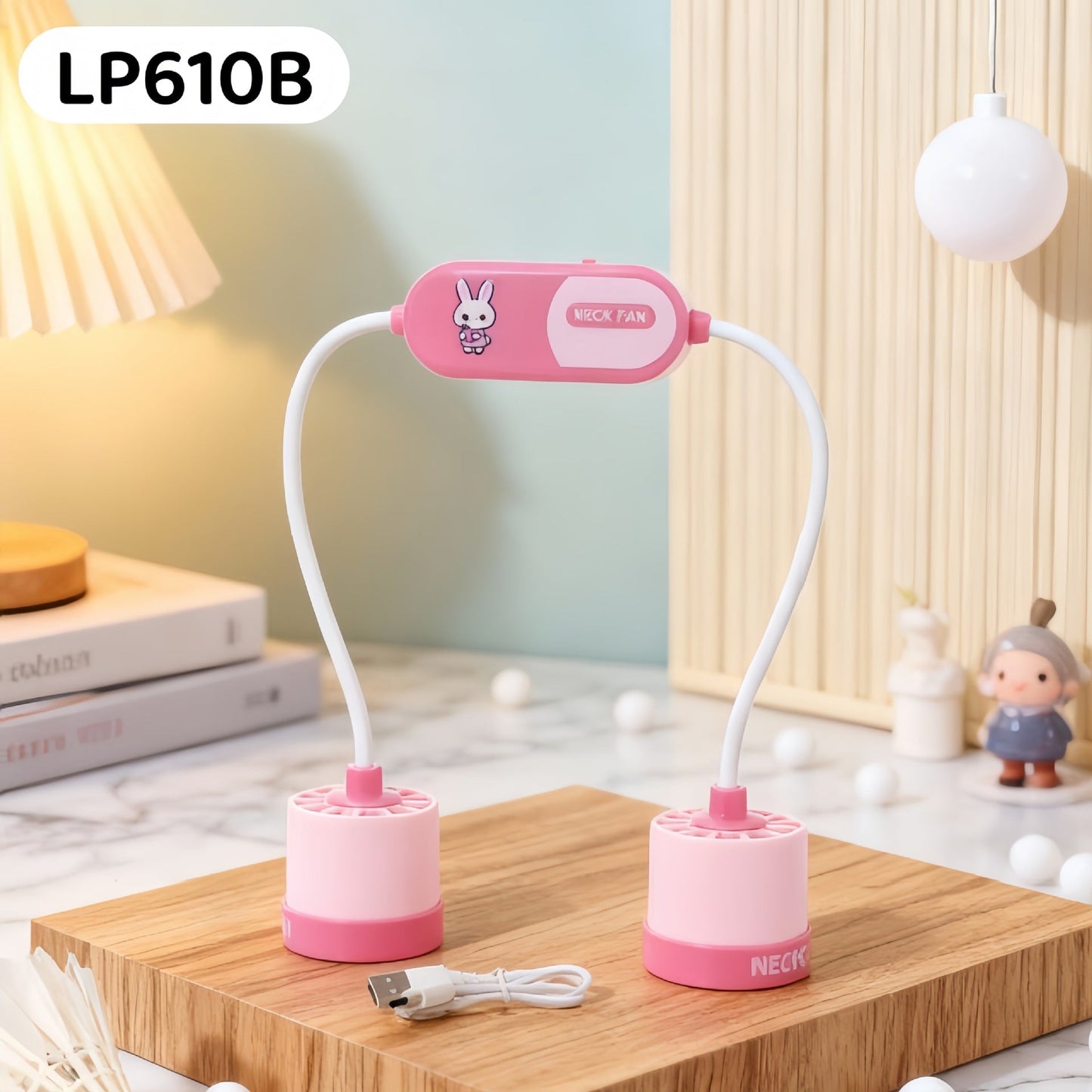 Frauen tragbarer Nackenventilator mit flexiblem einstellbarem Design und USB-Anschluss Brehn