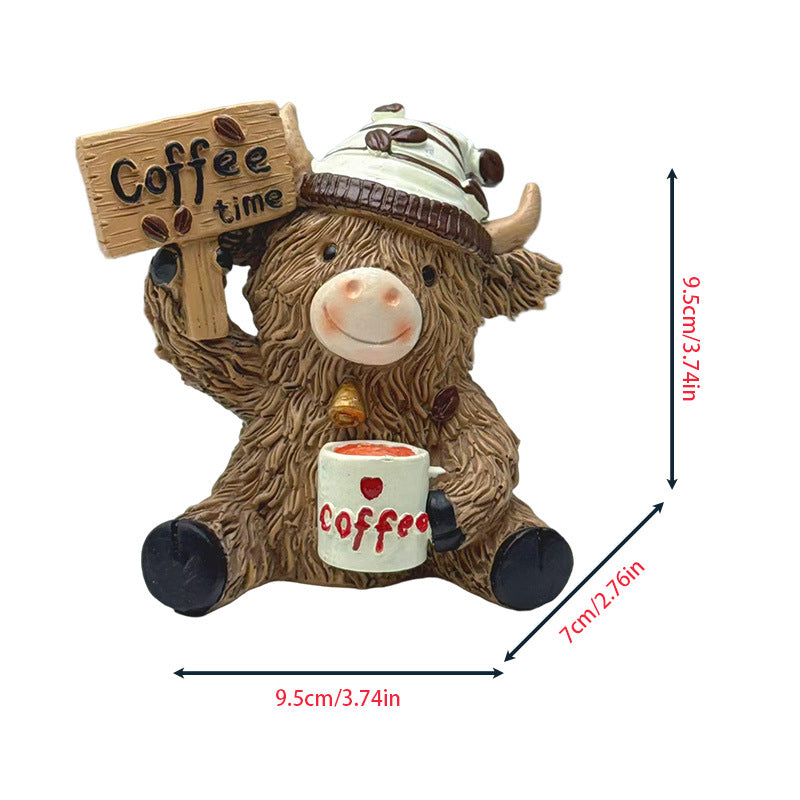 Dekorative Highland-Rind Kaffeefigur Brehn