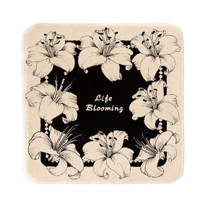 Floral Microfiber Square Face Towel with Artistic Lily Print