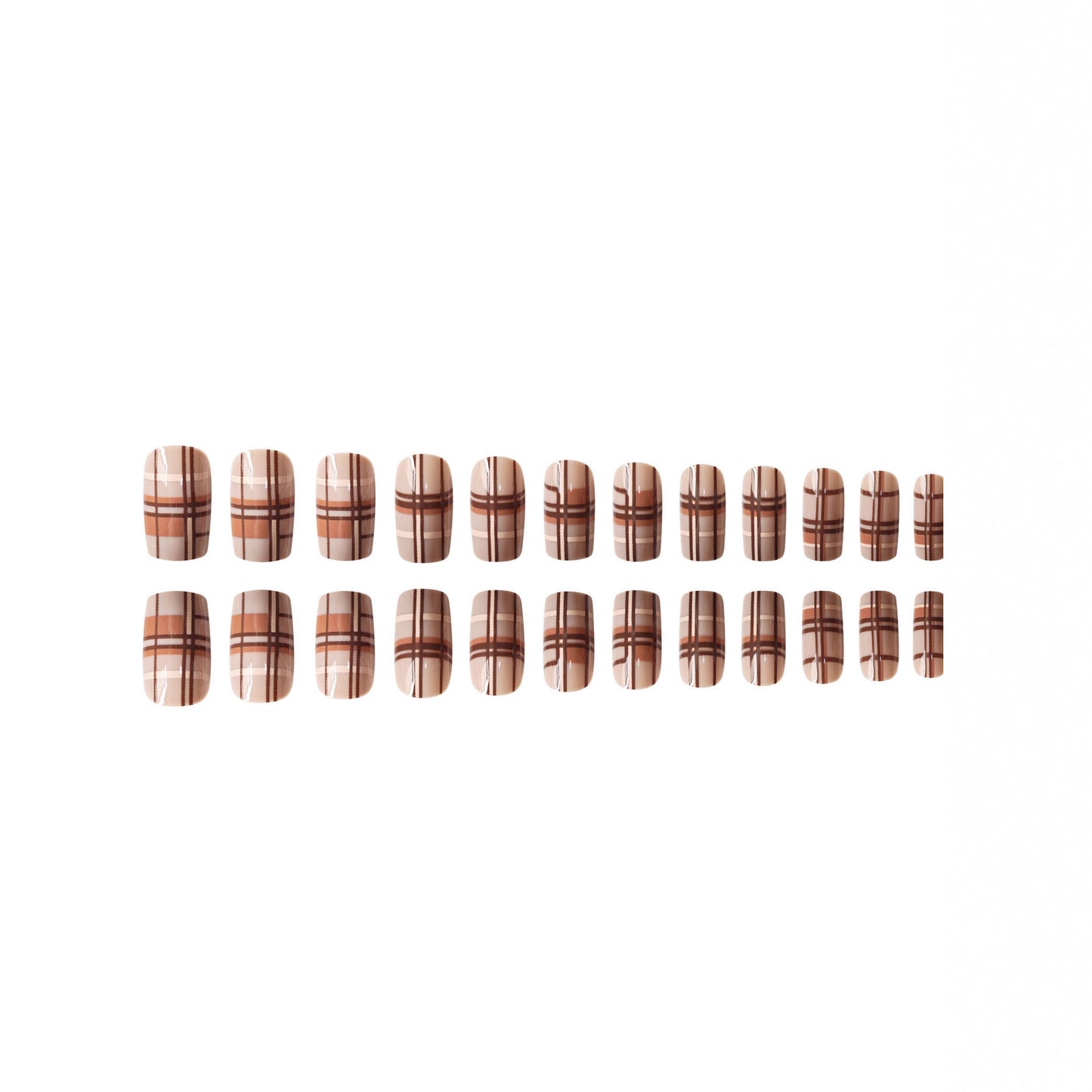 Stylisches Karomuster Press-On Nail Set Brehn