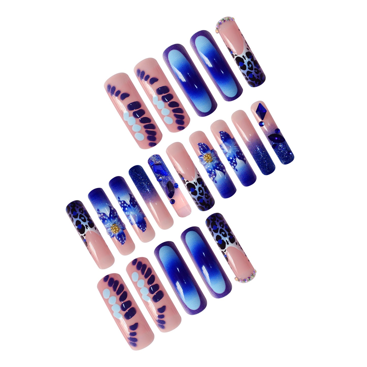 Künstlerische lange press-on Nail Art Brehn