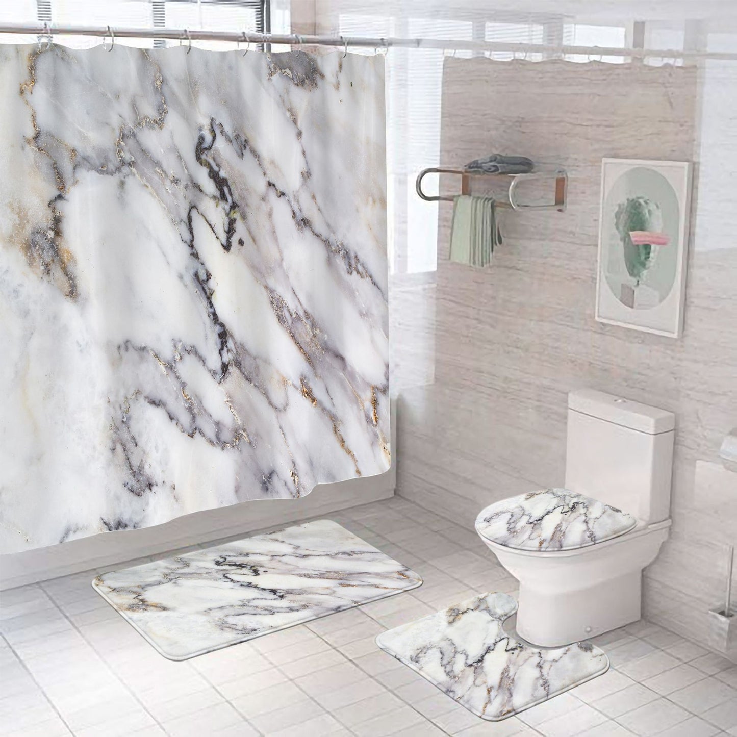 Elegantes Marmor-Muster Badezimmermatten-Set Brehn