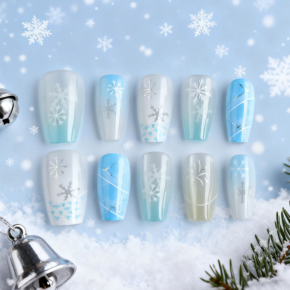 Festliche Schneeflocken Press-On Nagelkunst Brehn