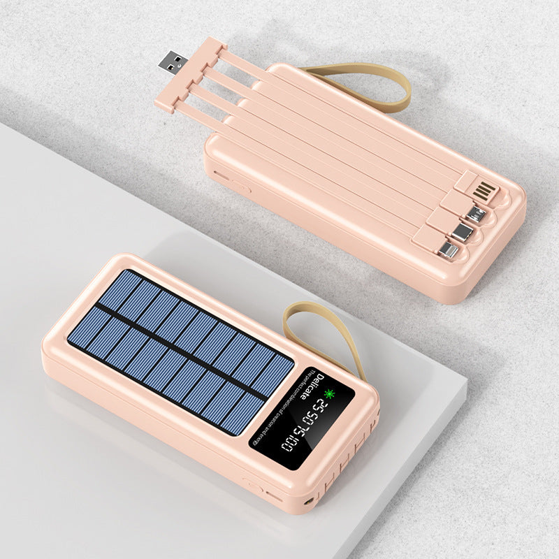 Tragbare Solar-Powerbank mit Integriertem Multifunktions-Ladekabel und Digitaler Anzeige Brehn
