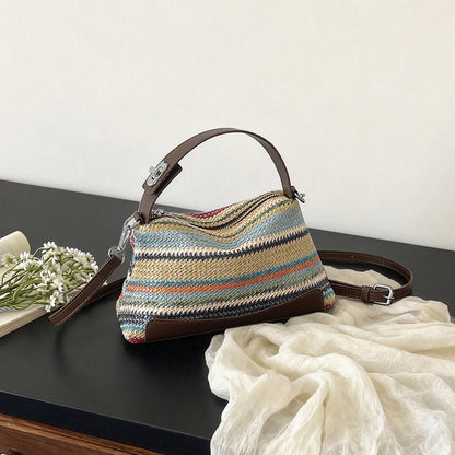 Stylische gestreifte gewebte Handtasche