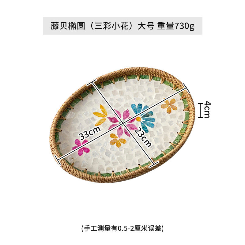 Damen Eleganter Servierteller-Set aus handgewebtem Naturmaterial Brehn