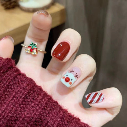 Künstlerisches Press-On-Nagelset mit Tierdruck