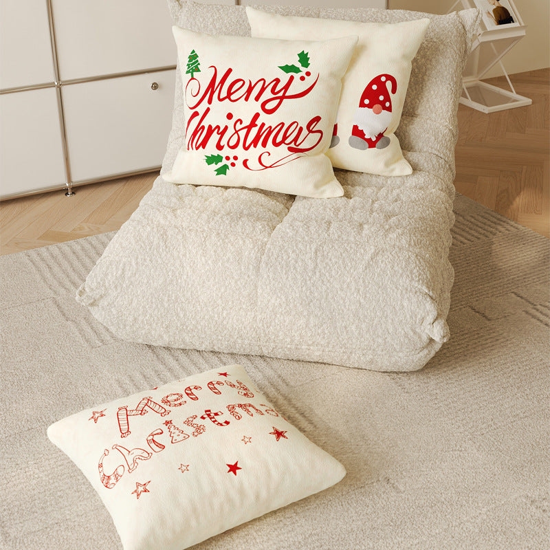 Decorative Holiday Merry Christmas Cotton-Linen Throw Pillow Cover