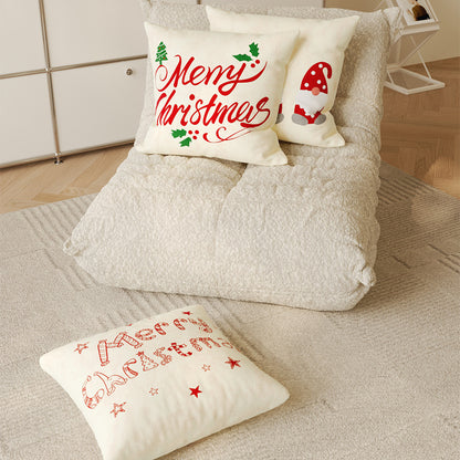 Decorative Holiday Merry Christmas Cotton-Linen Throw Pillow Cover
