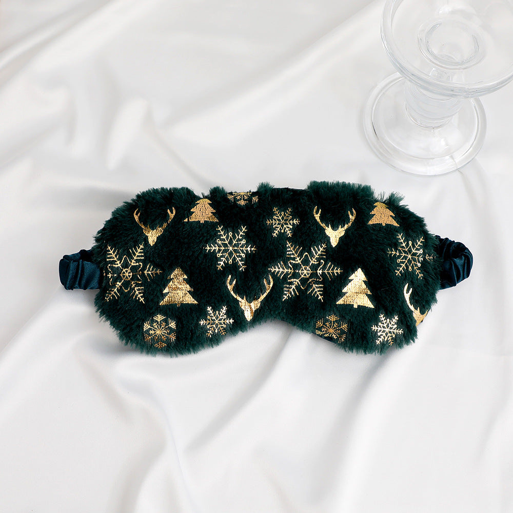 Unisex nan weiche Augenmaske aus Kunstfell mit weihnachtlichen Motivprägungen Brehn