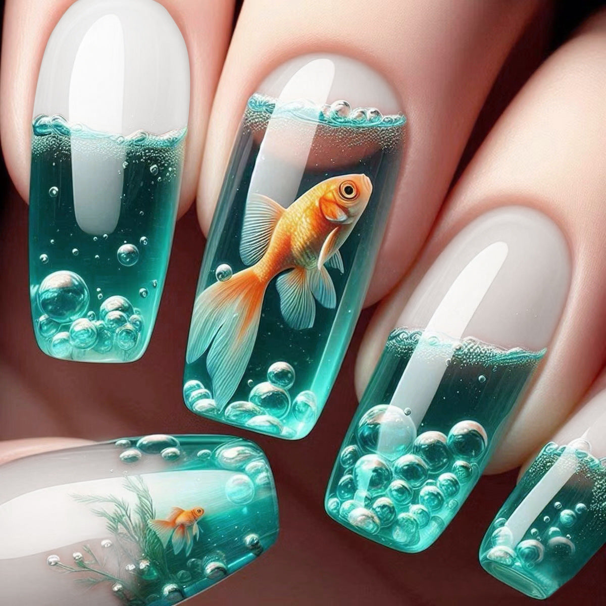 Künstlerisches 3D Aquarium Nagelkunstset