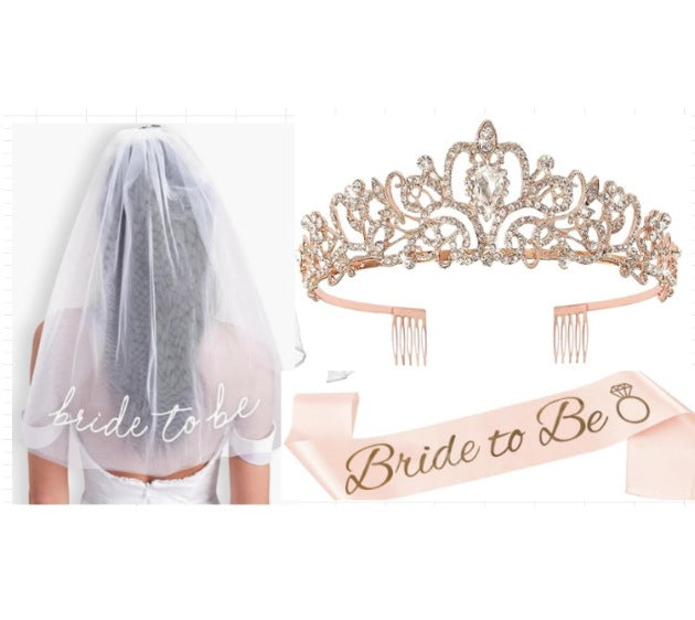 Damen Hochzeit Tiara und Schleier Set Brehn