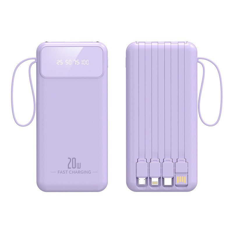 Powerbank mit multifunktionalen Ladekabeln und digitaler Ladeanzeige Brehn